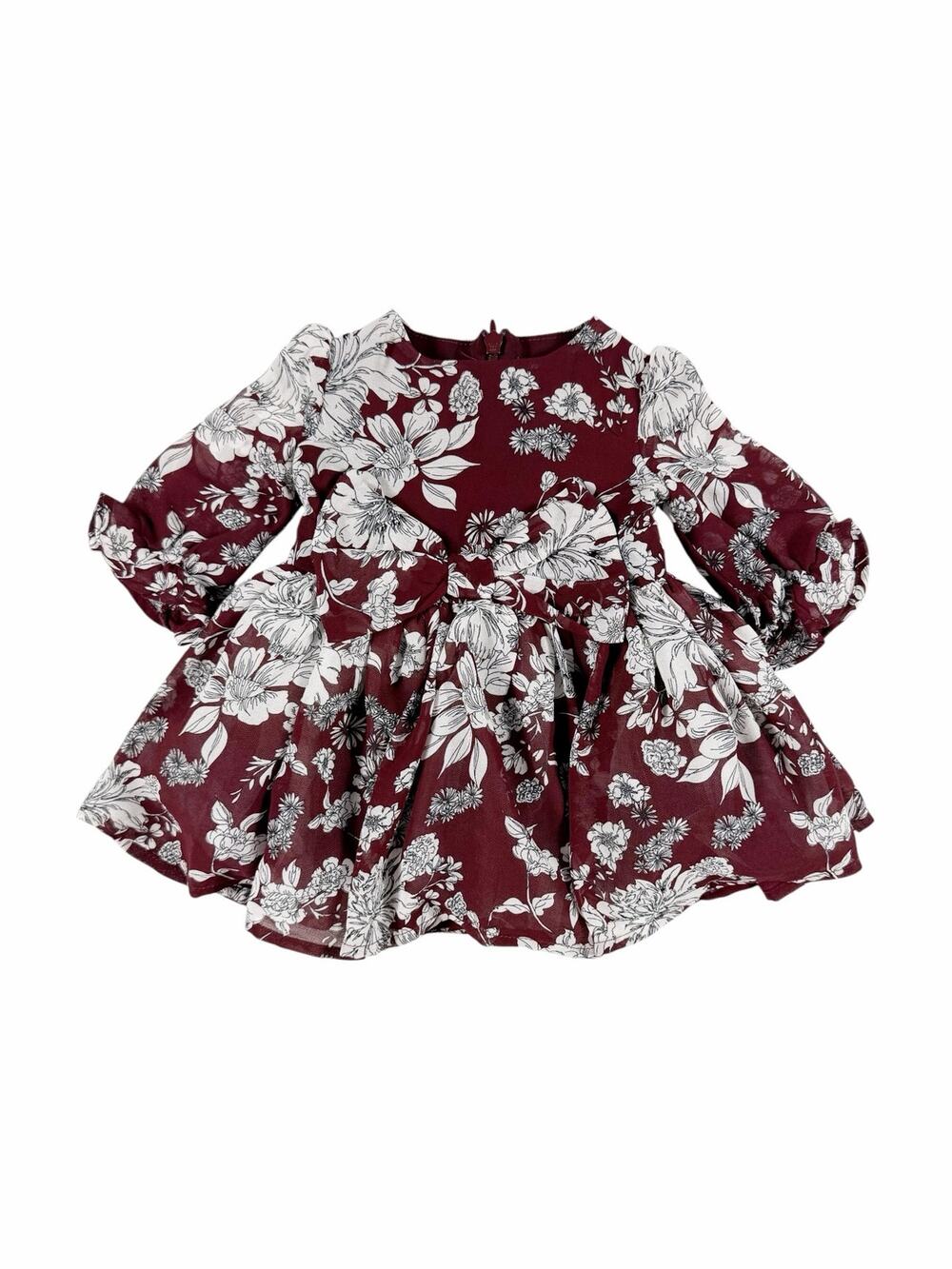 Bardot Junior Burgundy Floral Bow Party Dress 3–6 Months